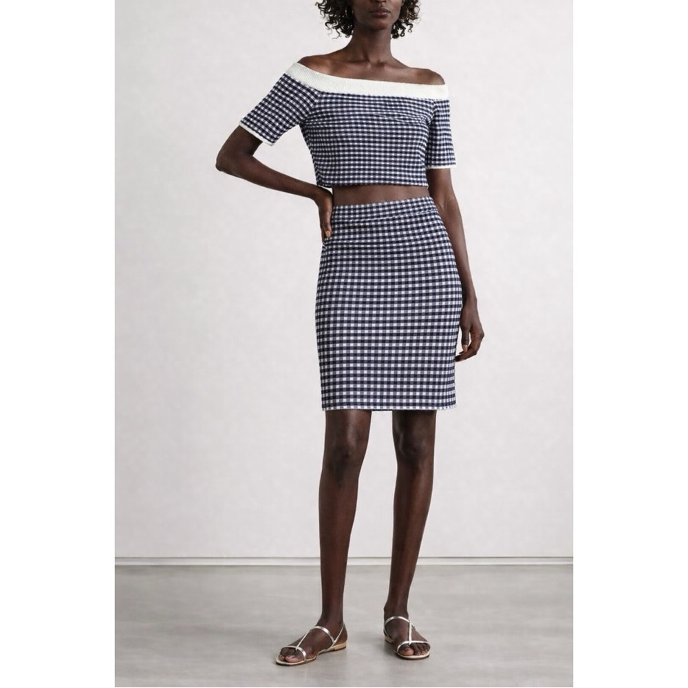 Jonathan Simkhai Gingham Crop 2 Piece Skirt Set
